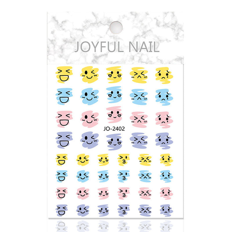 3D embossed stickers nail stickers cute style adhesive smiley face love bear decoration cartoon nail decals wholesale