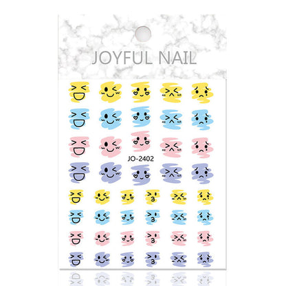 3D embossed stickers nail stickers cute style adhesive smiley face love bear decoration cartoon nail decals wholesale