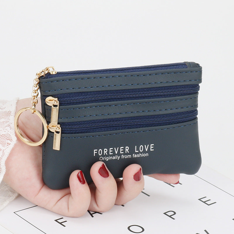 New genuine leather texture coin purse women's short small wallet multifunctional driver's license card holder soft leather key bag zipper bag 