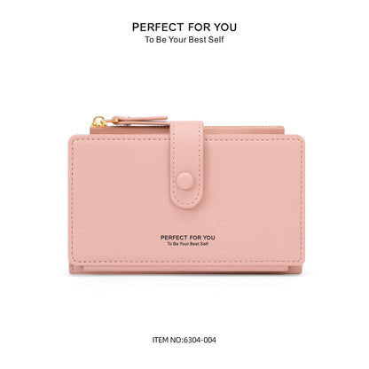 Perfect For You Cross-border New PU Large Capacity Simple Wallet Women Wholesale Zipper Coin Purse 