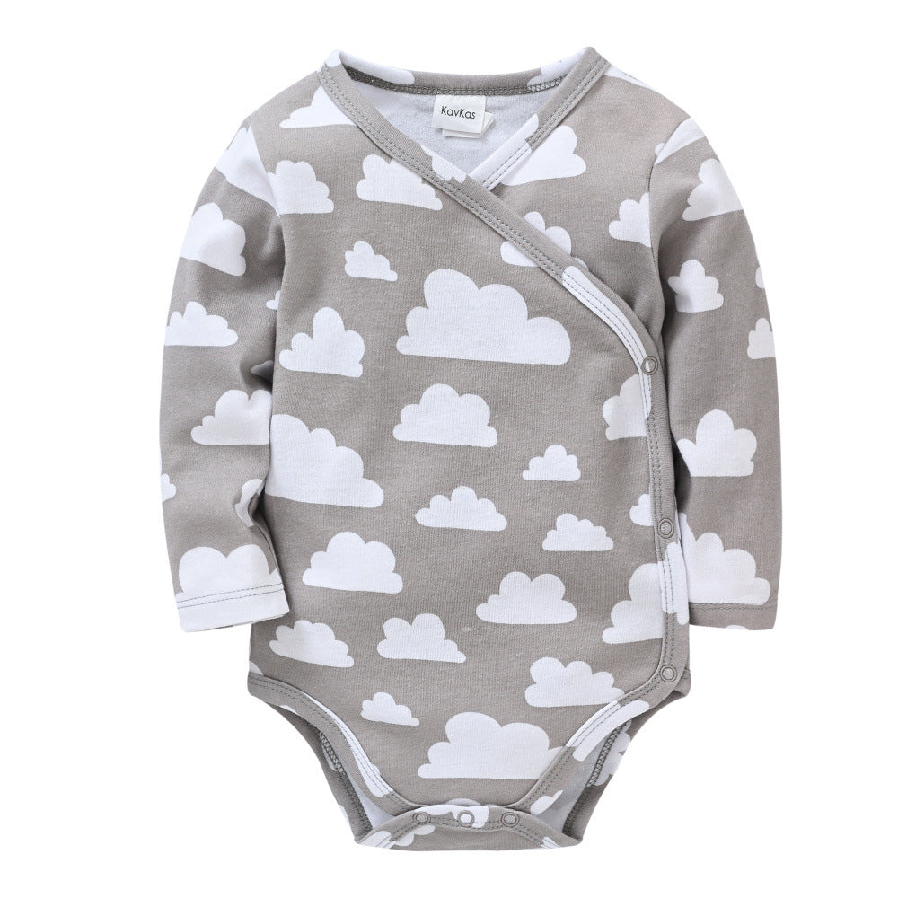 Baby monk clothes long sleeves spring and autumn 0-1 years old new arrival men's cotton newborn baby romper cartoon baby hip clothes female