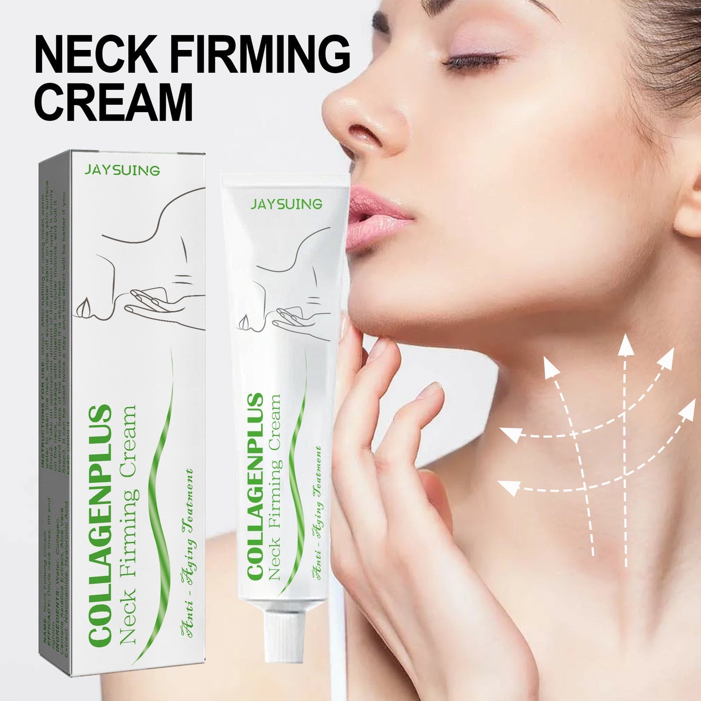 Jaysuing Neck Firming Cream បំបាត់ភាពជ្រីវជ្រួញក ធ្វើអោយស្បែកស និងម៉ត់រលោង Swan Neck Moisturizing Firming Neck Cream 