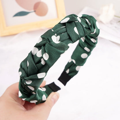 Wave dot headband cream gloss satin pleated ins headband female Korean version of hair accessories fabric hair pressing simple hair cave