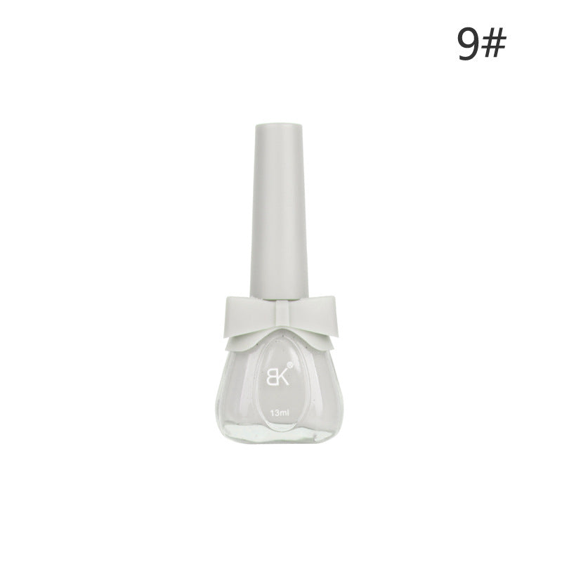 BK new bow seven-day water-based nail polish pure color free baking summer net red white macaron 13ml 