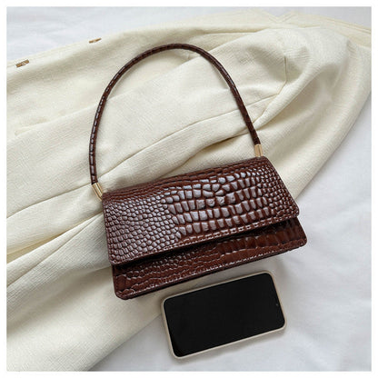 Wholesale underarm bags for women 2024 new fashion simple crocodile pattern shoulder bag solid color trendy versatile shoulder bag 