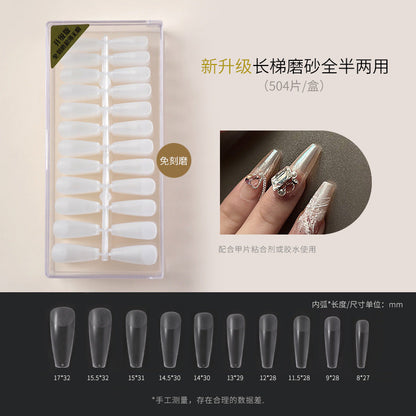 Nail art thin nail pieces without carving and grinding trapezoidal water drop almond frosted full stickers half stickers to extend the nail art shop can be folded without traces