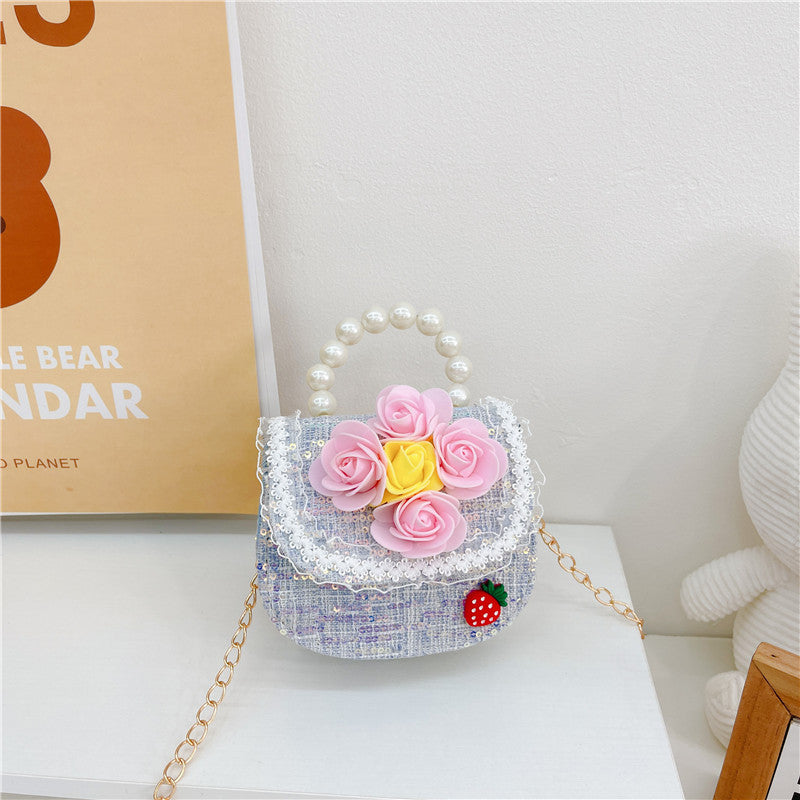 Fashion pearl handbag cute children's bag female trendy chain crossbody bag princess small fragrance style shoulder bag wholesale