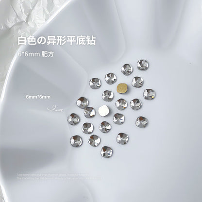 Nail jewelry flat bottom special shaped diamonds large and small mini water drop love square diamonds transparent diamonds white crystal wholesale