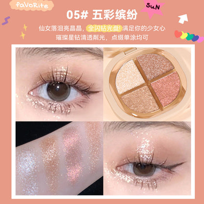 NOVO four-color eyeshadow palette pearlescent matte fine flash waterproof and sweat-proof no smudge easy to color color eyeshadow wholesale 