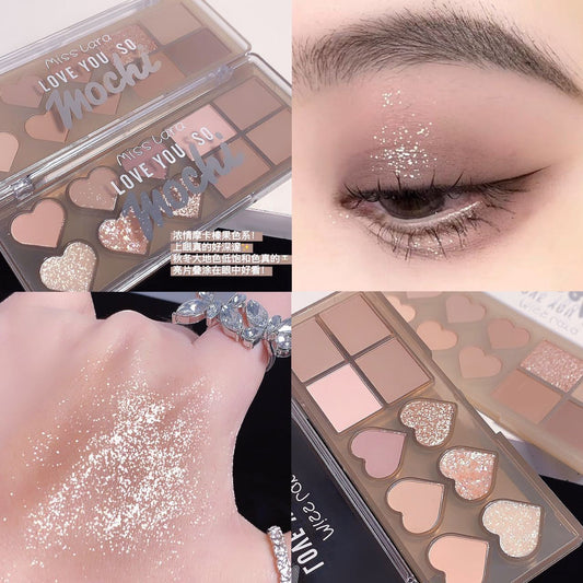 Miss lara 10-color eyeshadow matte shimmer eyeshadow palette does not fly powder, easy to color, versatile, affordable, and multiple colors are available 