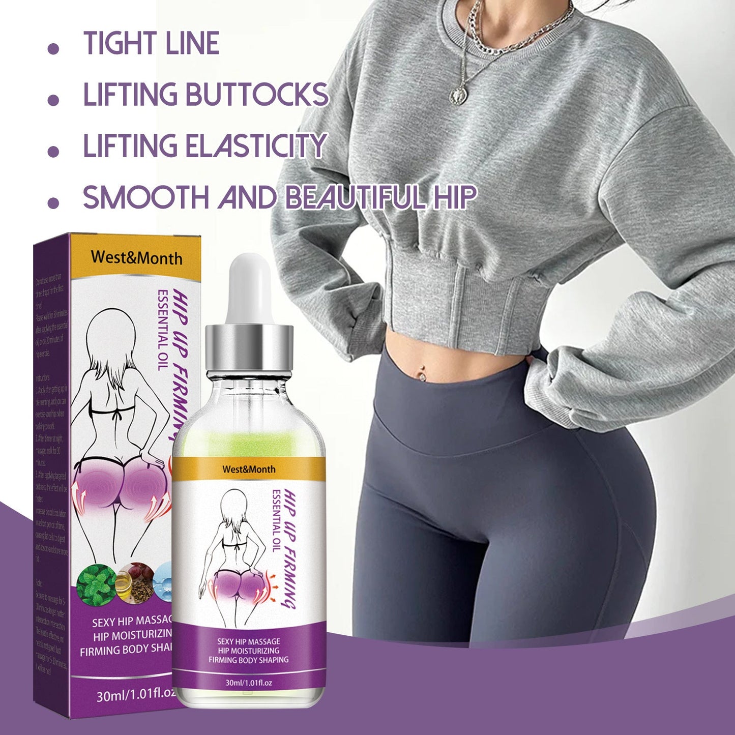 West&amp;Month hip massage essential oil wrinkle massage firming and lifting hips highlight hip care essential oil 