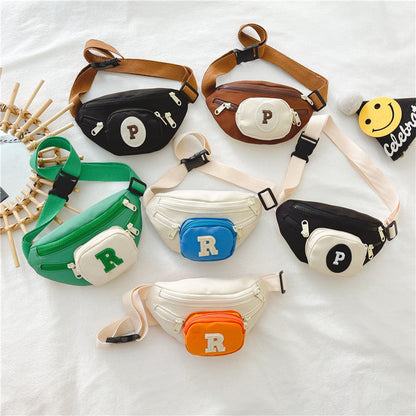 Children's chest bag handsome Korean crossbody bag all-match contrast color small backpack boys and girls go out change waist bag wholesale