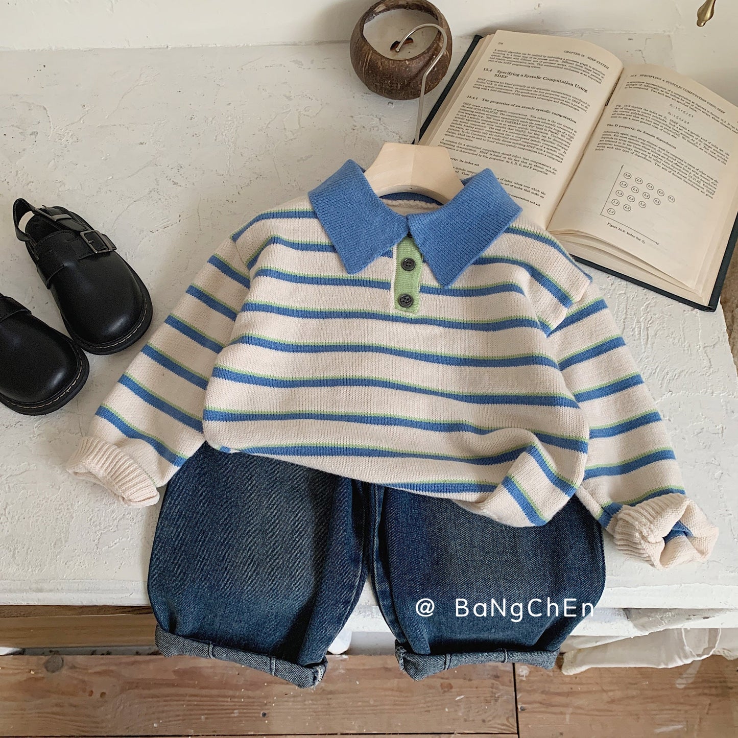 Children's sweater Bangcheng 2024 spring boys striped vest Korean version children's clothing split pullover top MY0023