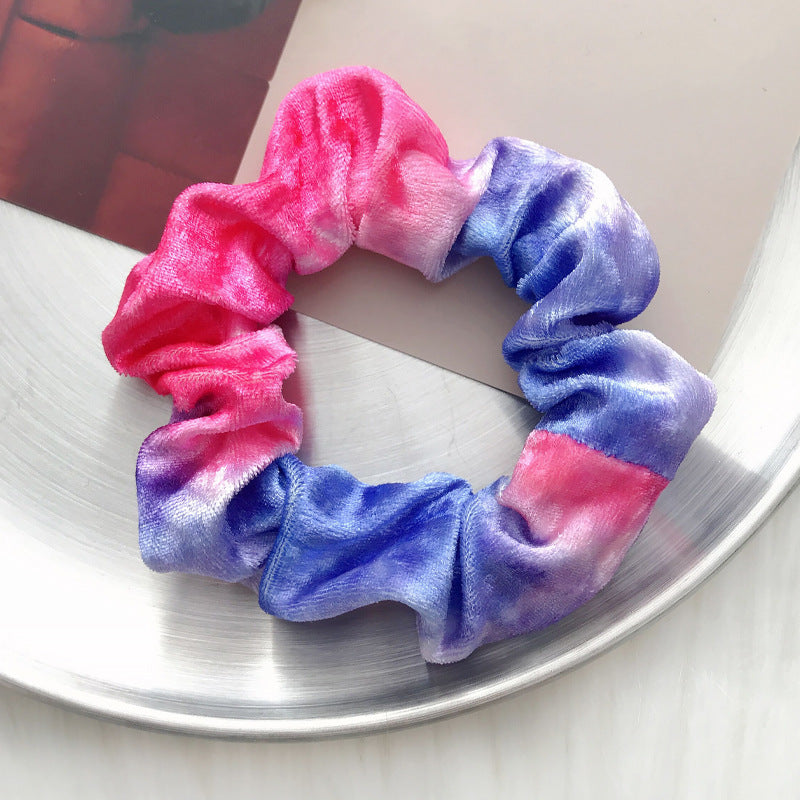 2024 Cross-border special supply autumn and winter new pig intestine hair ring colorful flannel head flower seven color tied ponytail headdress