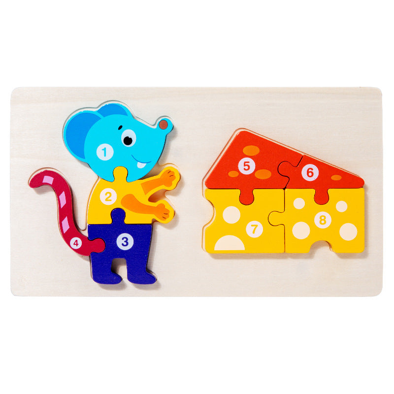 Cross-border children's wooden early education food chain animal color matching cognitive 3d three-dimensional jigsaw puzzle educational toys