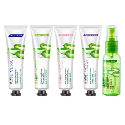 Oulis Aloe Vera Skin Care Set Travel 5-piece Set Hydrating Moisturizing Lotion Facial Care Cosmetics