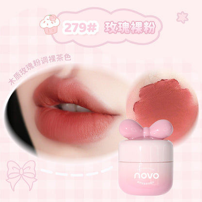 NOVO sweet dream show velvet lip mud soft waxy matte mud matte tea art makeup lip glaze color students តម្លៃសមរម្យ ស្បែកសពិតៗ 