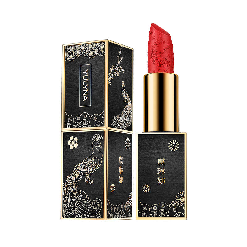 Douyin carved lipstick Chinese style semi-matte lipstick long-lasting moisturizing plain cinnamon milk tea for girlfriend