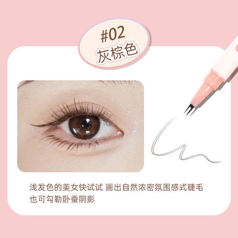 NOVO double claw ultra-fine eyeliner waterproof non-smudge low eyelashes cat claw ប៊ិចដង្កូវនាងស្ងួតរហ័ស ប្រើបានយូរ ពិតប្រាកដ 