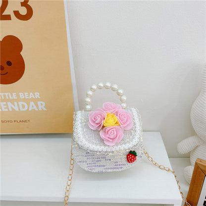 Fashion pearl handbag cute children's bag female trendy chain crossbody bag princess small fragrance style shoulder bag wholesale