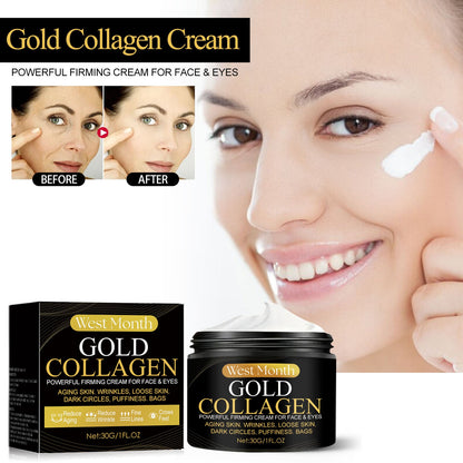 West&amp;Month Gold Collagen Cream បន្តឹងស្បែក ផ្តល់សំណើម ជួសជុល បង្រួមរន្ធរោម ក្រែមប្រឆាំងភាពជ្រីវជ្រួញ 