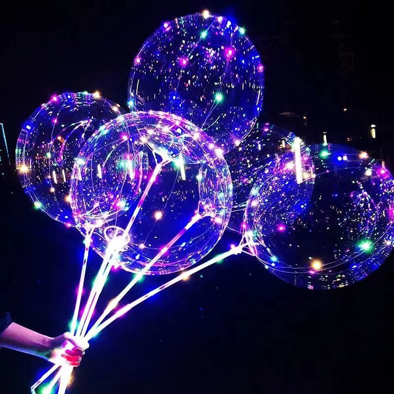 New Internet celebrity balloon 20 inch round wave ball luminous balloon handheld flash led luminous ball manufacturer wholesale