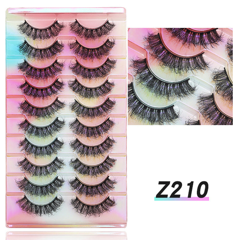 Dingsen false eyelashes manufacturer cross-border stable supply hot eyelashes European and American curling eyelashes 10 pairs