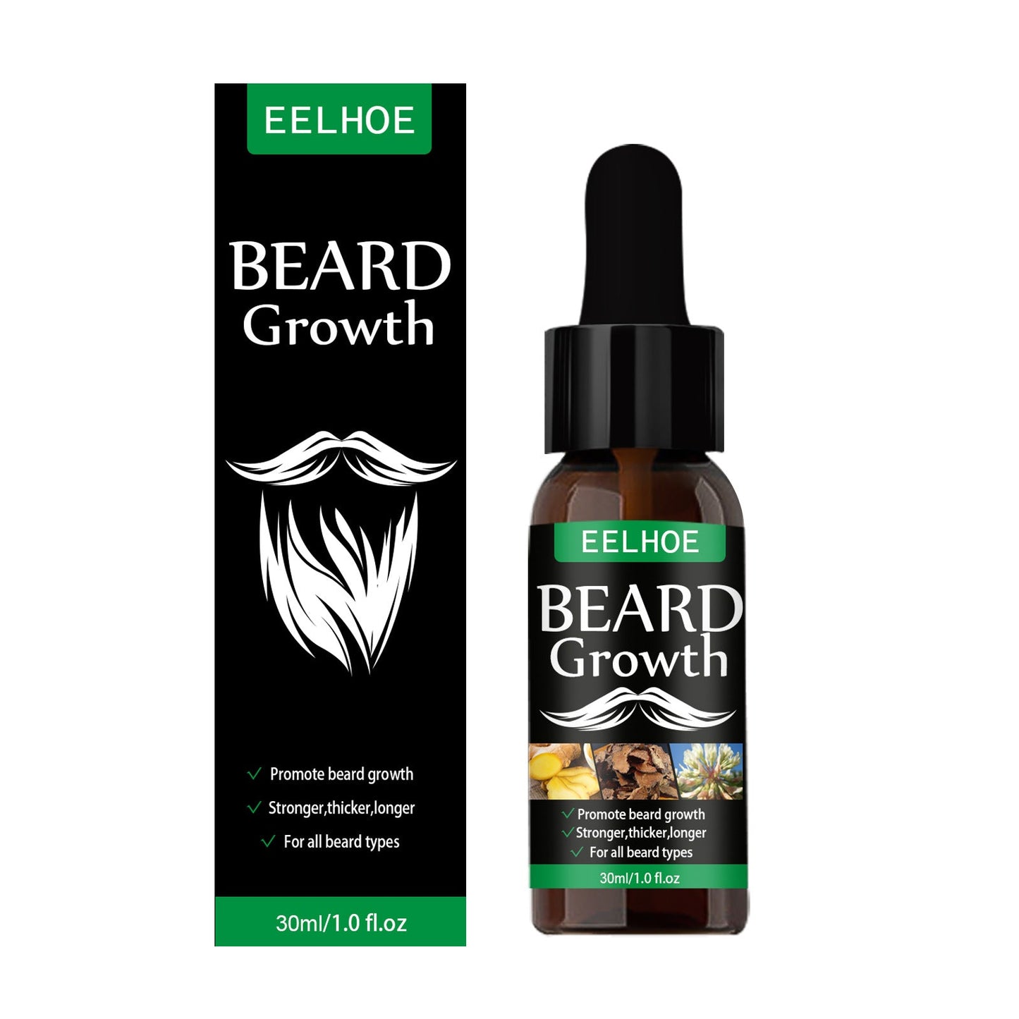 EELHOE Beard Growth Oil Nourishing Moisturizing Spray Beard Care ជួយជំរុញការលូតលាស់ពុកចង្ការ និងធ្វើអោយអង្គធាតុរាវកាន់តែក្រាស់ 