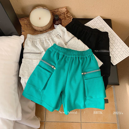 Children's shorts 2023 Bangcheng summer style boys and small children Korean version handsome zipper casual workwear shorts trend F0105