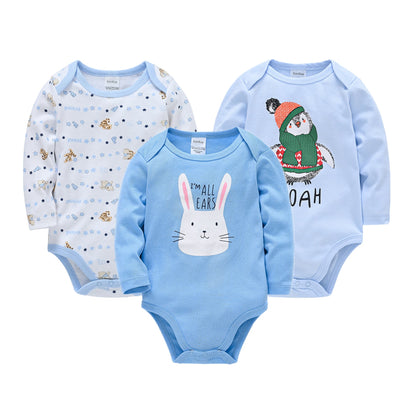 Baby cartoon newborn onesie baby envelope collar long sleeve triangle romper three-piece baby romper