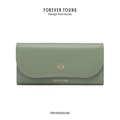 forever young Korean version large capacity PU new wallet ladies long mobile phone bag multi-card clutch bag 