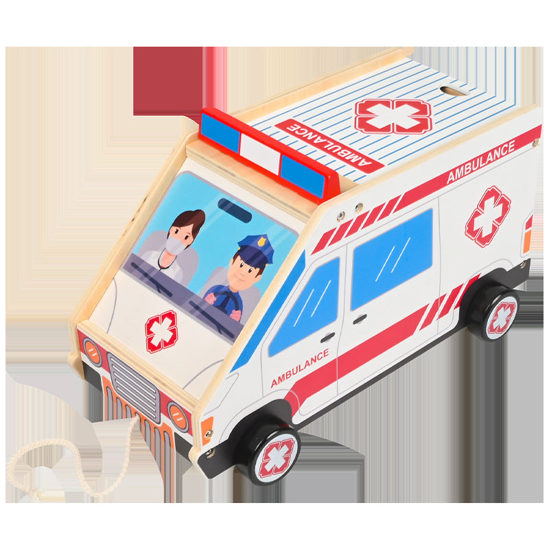 Children's wooden doctor set boy girl game car medical kit ambulance puzzle house toys