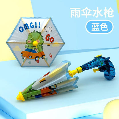 Cross-border summer outdoor cartoon umbrella water gun children's pull-out large-capacity water fight water gun water play toy