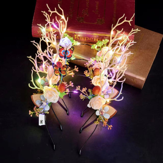 Christmas flash antler headdress wholesale net celebrity luminous elk headband stall toys batch holiday decoration gifts