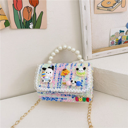 Trendy Chanel style all-match children's bag female fashion plaid small square bag simple baby girl accessories handbag wholesale