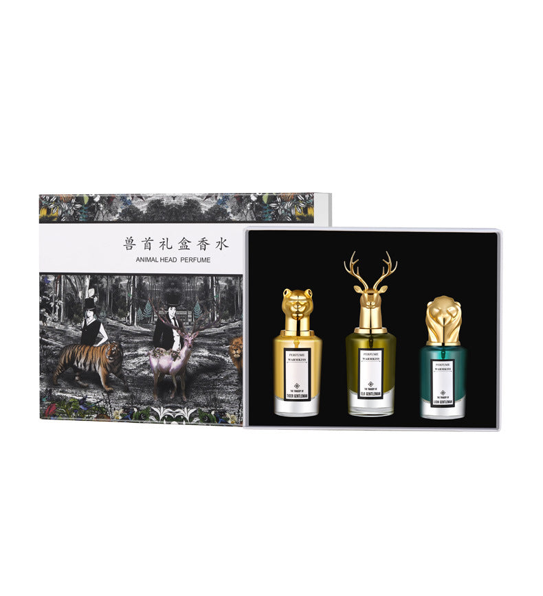 WARMKISS animal head gift box elk lion tiger head perfume for men and women cross-border live broadcast one piece drop shipping to Vietnam