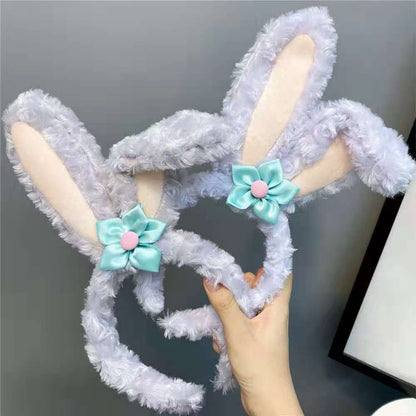 Star Dew headband luminous flash with light long rabbit ears Korean style hairband girls cute cartoon face washing headband