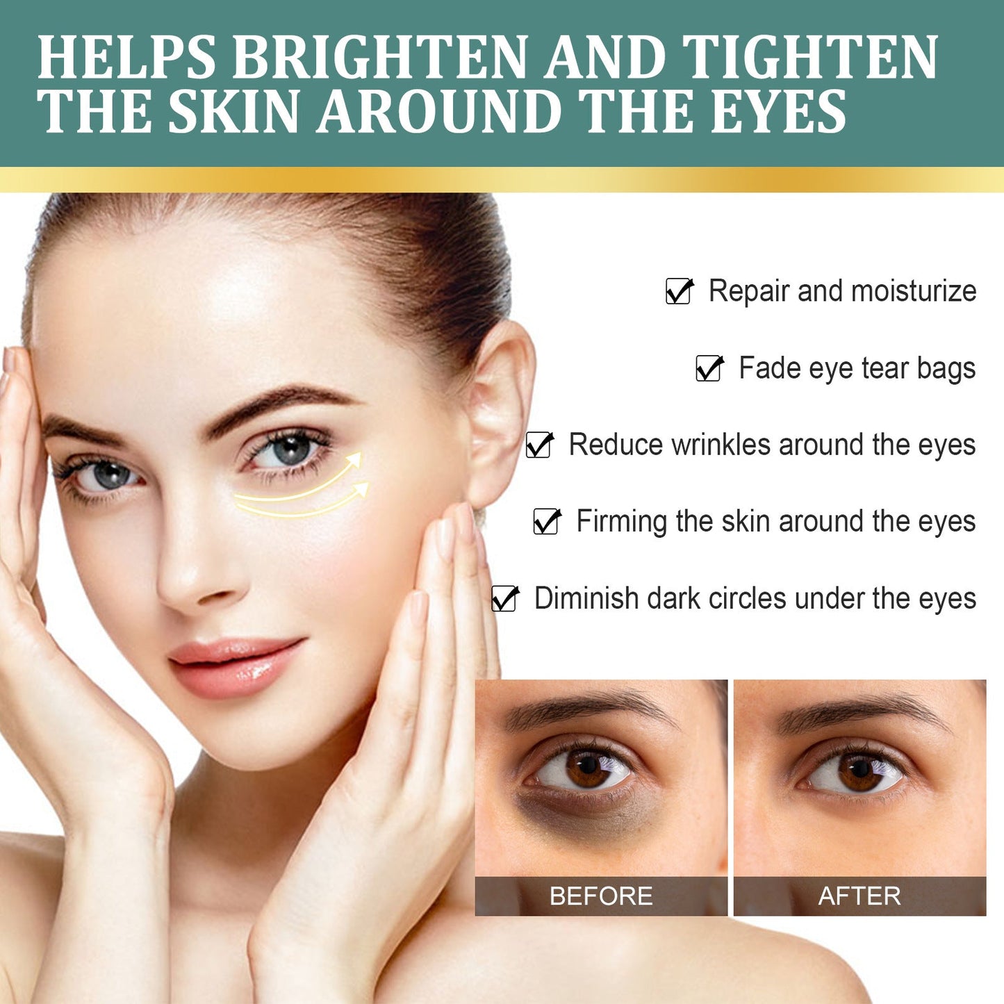 EELHOE Eye Cream ជួយកាត់បន្ថយរង្វង់ភ្នែកខ្មៅ កាត់បន្ថយរង្វង់ភ្នែក និងរង្វង់ភ្នែក ផ្តល់សំណើមទន់ភ្លន់ បន្តឹងភ្នែក និងប្រឆាំងភាពចាស់ 