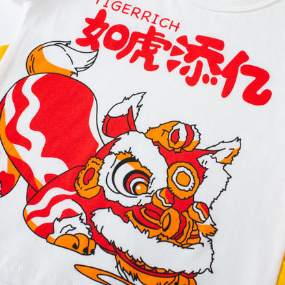 be top children's clothing Chinese style children's short-sleeved lion dance lion dance summer new boys T-shirt baby one piece