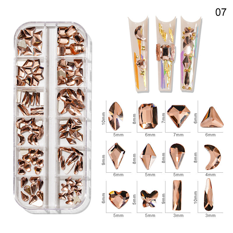 New nail art special-shaped diamond fantasy special-shaped flat bottom nail art diamond glass diamond jewelry nail stickers sequins accessories wholesale