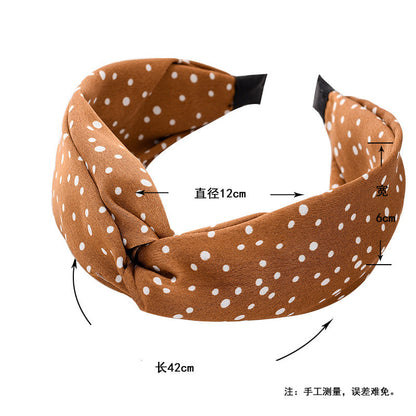 Korean style simple temperament headband women's polka dot cross knotted head buckle cartoon cloth hairpin Korean style headband hair cave