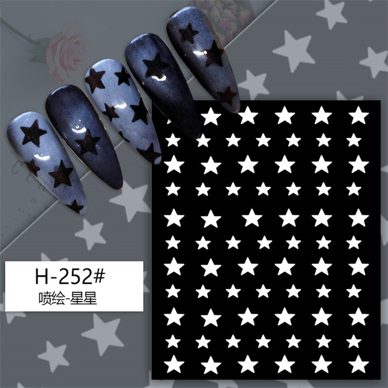 Japanese nail art spray painting stickers cross-border supply bear star French hollow love butterfly nail stickers wholesale