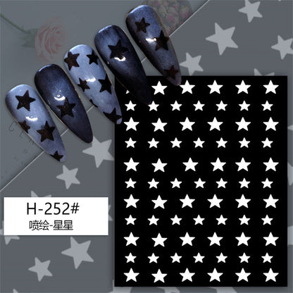 Japanese nail art spray painting stickers cross-border supply bear star French hollow love butterfly nail stickers wholesale