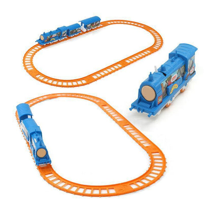 Children's electric track car DIY assembly electric train with battery boys and girls track car stall toys