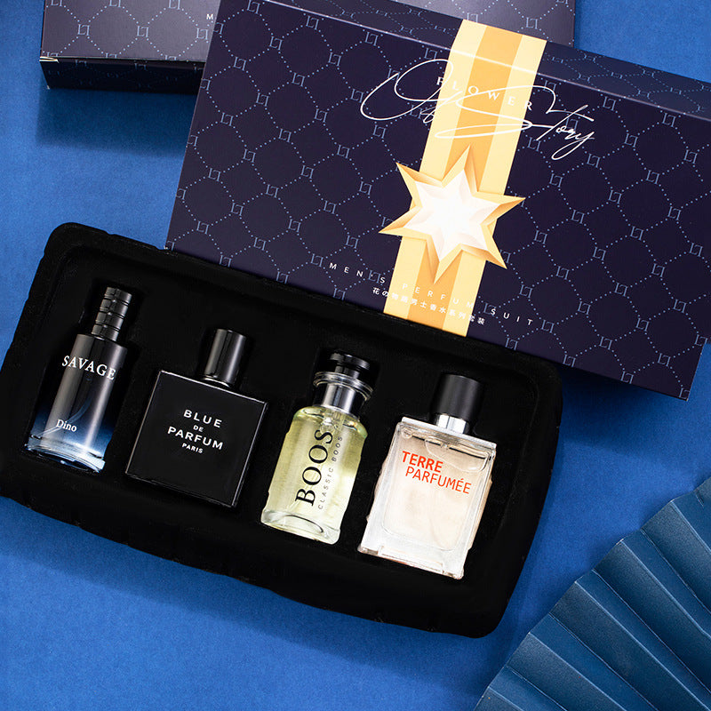 2024 new men's four-piece set blue wilderness earth perfume live broadcast cross-border hot sale 25ml Southeast Asia wholesale 