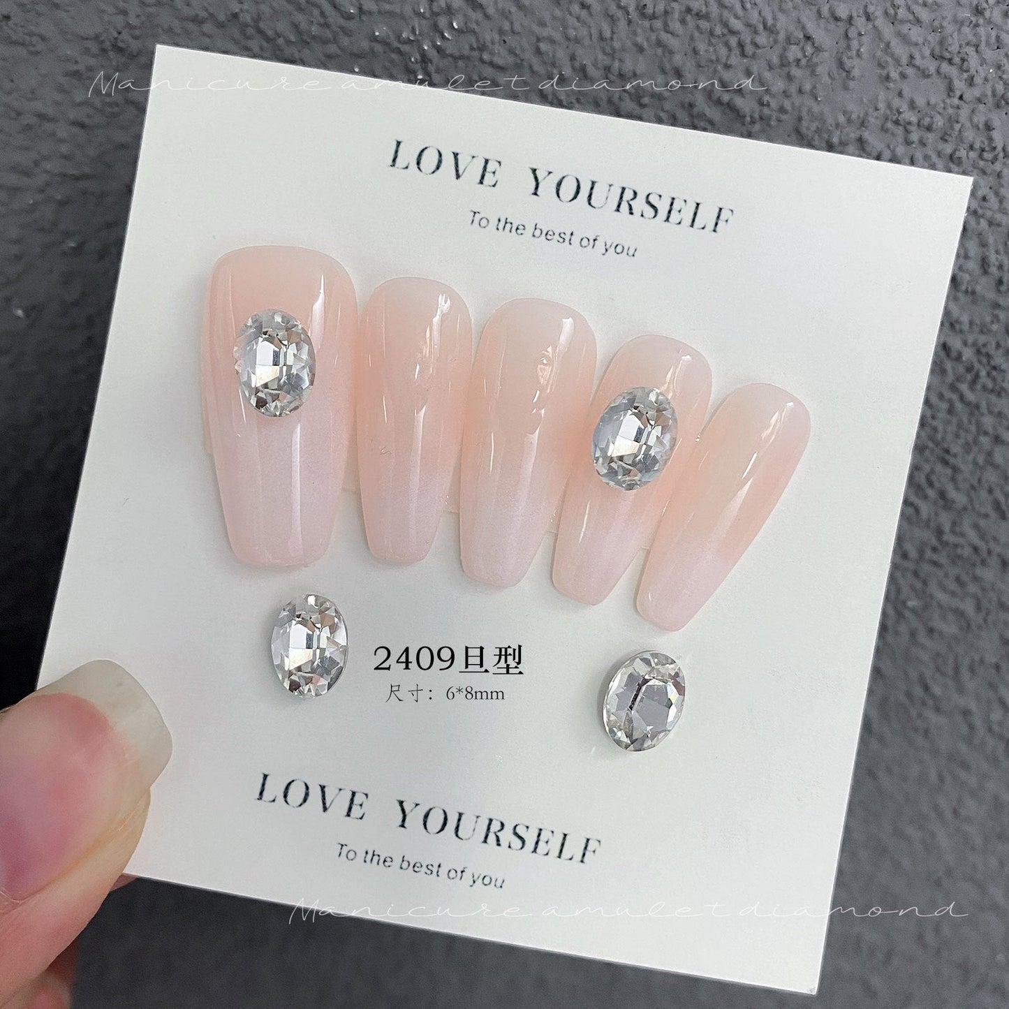 Nail Art K9 Jewelry Transparent Diamond Super Flash Crooked Heart Axe Diamond Water Drop Fat Square Butterfly White Diamond Nail Accessories Wholesale