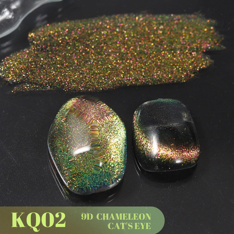 Cross-border 2023 new 9D chameleon cat's eye gel broken diamond dynamic galaxy starry sky crystal laser cat's eye nail polish gel