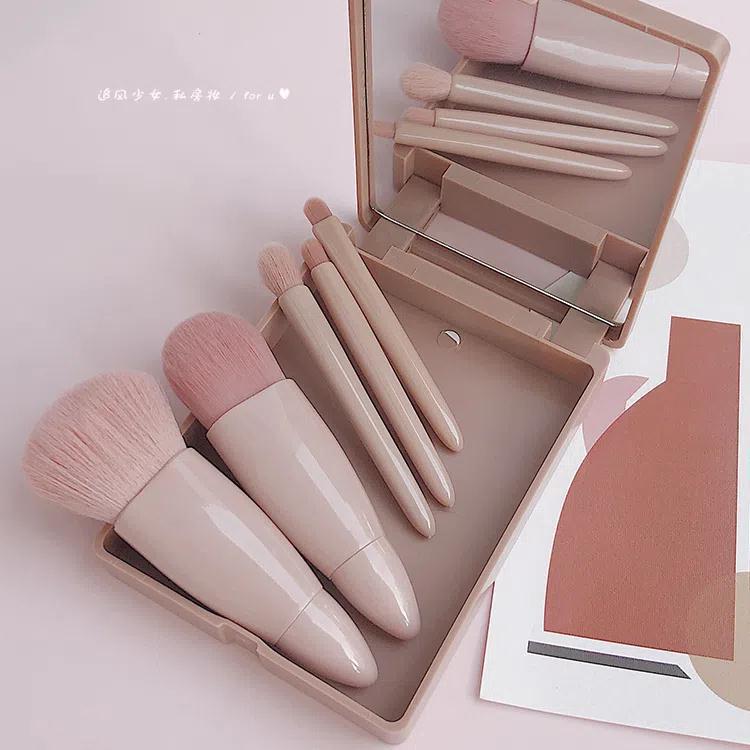 អ៊ិនធឺណិតតារាល្បី 5-pack Makeup Brush set box eyeshadow brush បបូរមាត់ blush powder brush portable mirror beauty tool