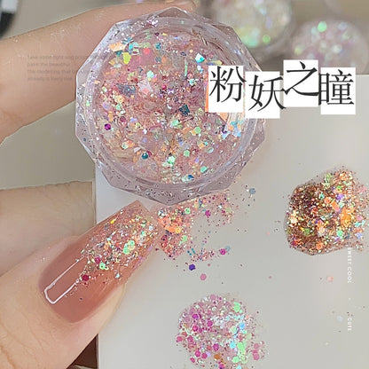 Nail art European foil laser glitter sequins material package flashing large sequins fantasy color mixed color thin nail decorations