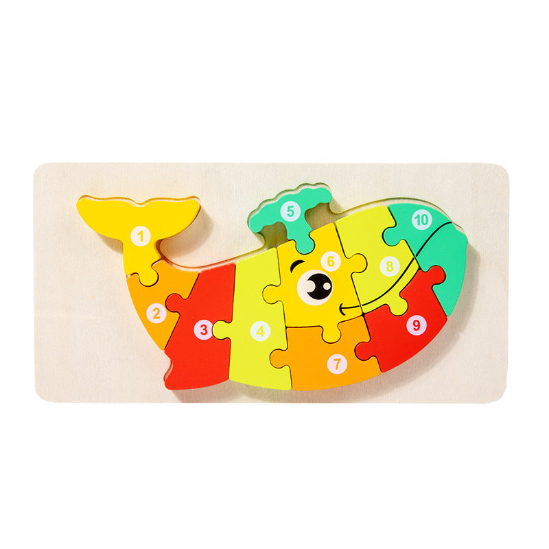 Wooden early education cognitive children's educational toys building blocks animal transportation shape matching 3d three-dimensional puzzle wholesale